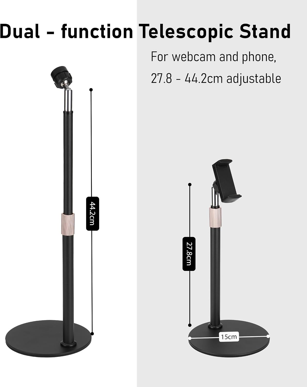 B15 All Metal Webcam Phone Desk Camera Stand 360° Swivel Holder for Webcam C960 C930e C930 C920 C920S C922x C922 Brio 4K C925e C615 and Other 1/4'' Thread Devices