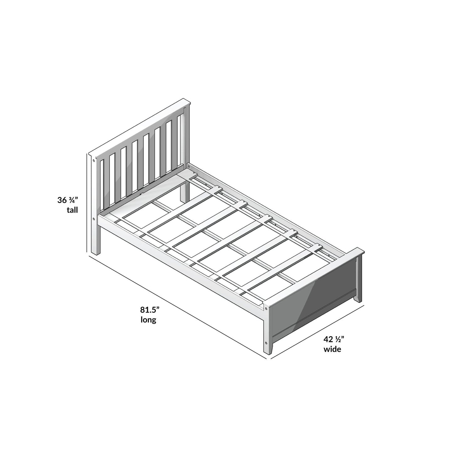 Max & Lily Twin Bed Frame with Slatted Headboard, Solid Wood Platform Bed for Kids, No Box Spring Needed, Easy Assembly, Natural