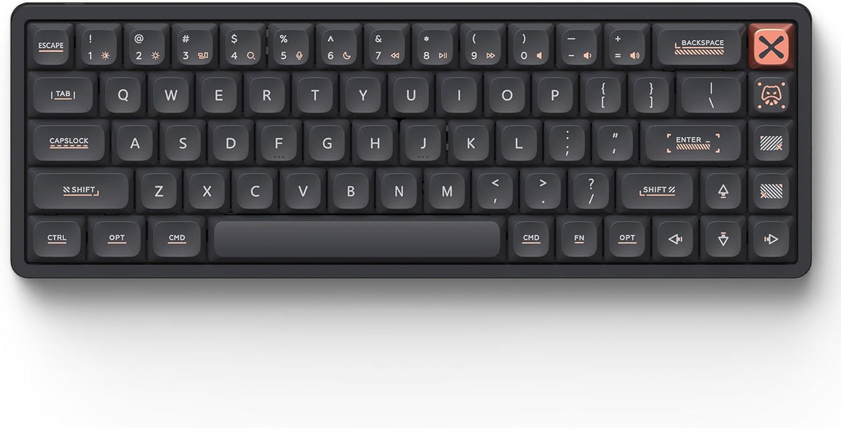 IQUNIX Magi65 Low Profile Mechanical Keyboard Wireless 65% Keyboard Ultra Slim for Creamy Typing, Hot Swappable, RGB Backlit, PBT Keycaps, Aluminum Case, BT/2.4G/USB-C, for Mac/Windows (Shadow Black)
