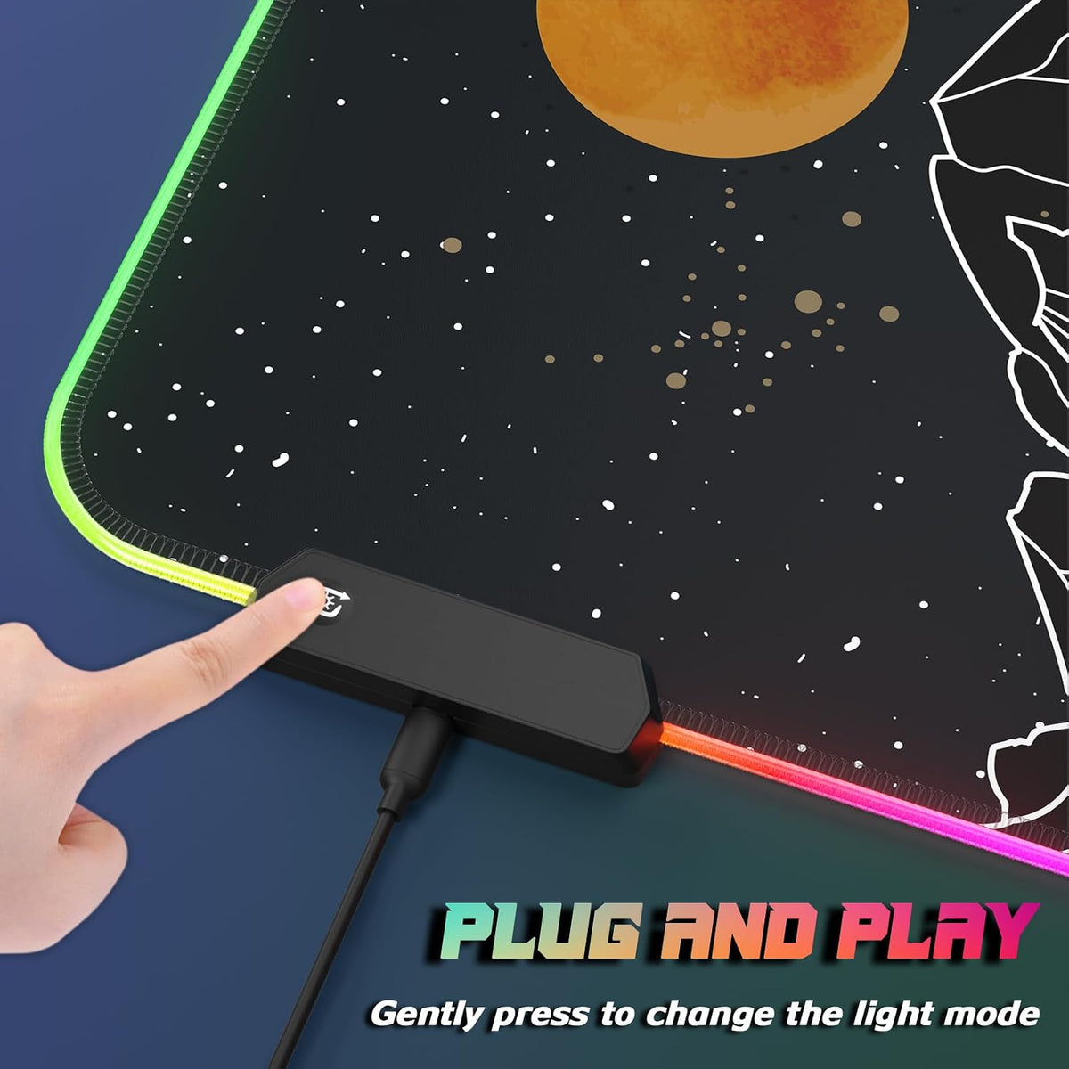 ITNRSIIET RGB Gaming Mouse Pad, Full Desk XL Extended Large Gaming Mousepad, 12 Lighting Modes 30% Thicker Big LED Desk Mat for Gamers, 32 x 12 inches, Starry Sky Moon