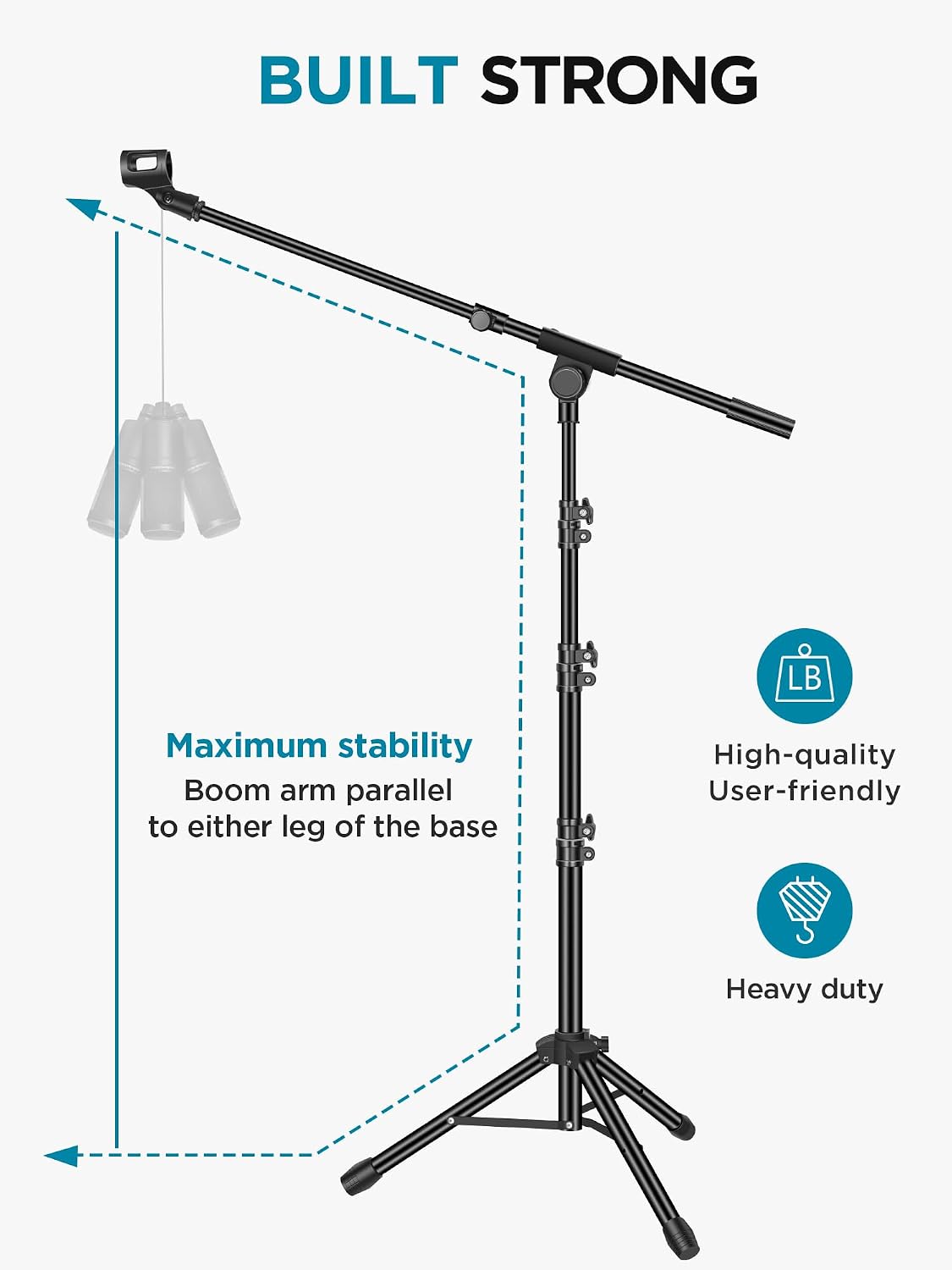InnoGear Mic Stand Tripod Boom Arm Floor Microphone Stand Height Adjustable