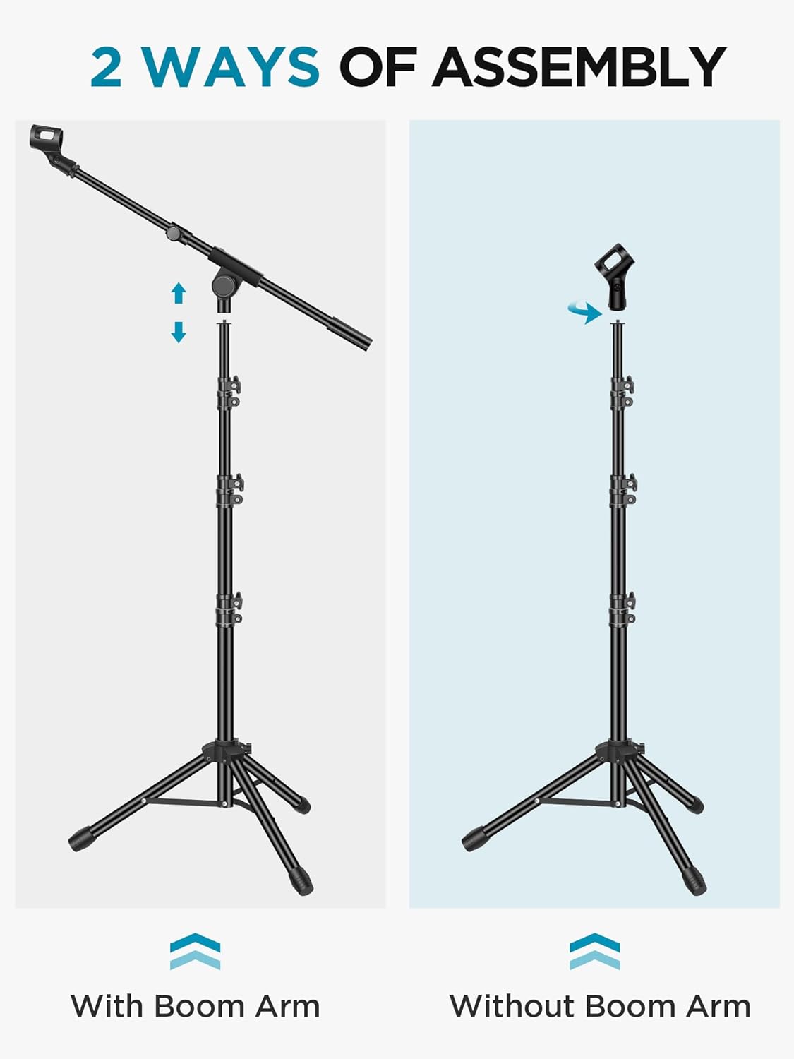 InnoGear Mic Stand Tripod Boom Arm Floor Microphone Stand Height Adjustable