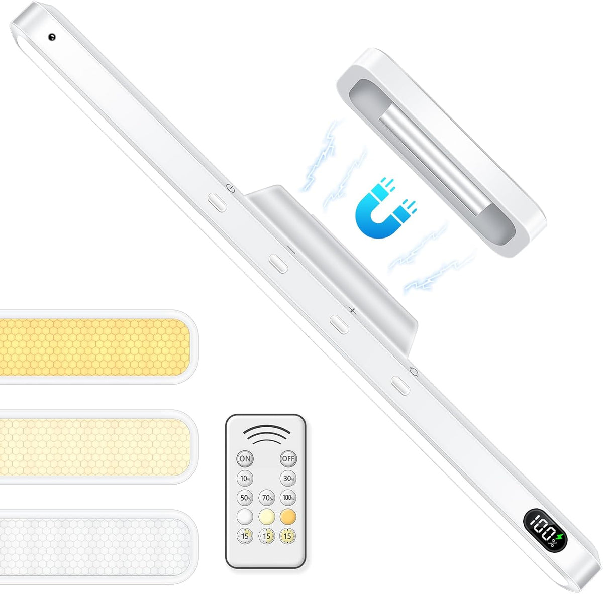 WILLED 3W Motion Sensor Rechargeable Light Bar with Remote, Eye-Care Under Cabinet Lights with Battery Level Display, Vanity Lights for Mirror, Led Light Bar for Cabinet, Closet, Desk and Bathroom