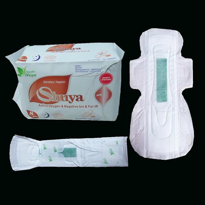 SHUYA Anion Ultral Long Overnight Pads for Woman with Wings,Postpartum Pads After Birth with Patented Negative ion Strip, Super Absorbency, Size 330mm-Scented (Pack of 2, 16)