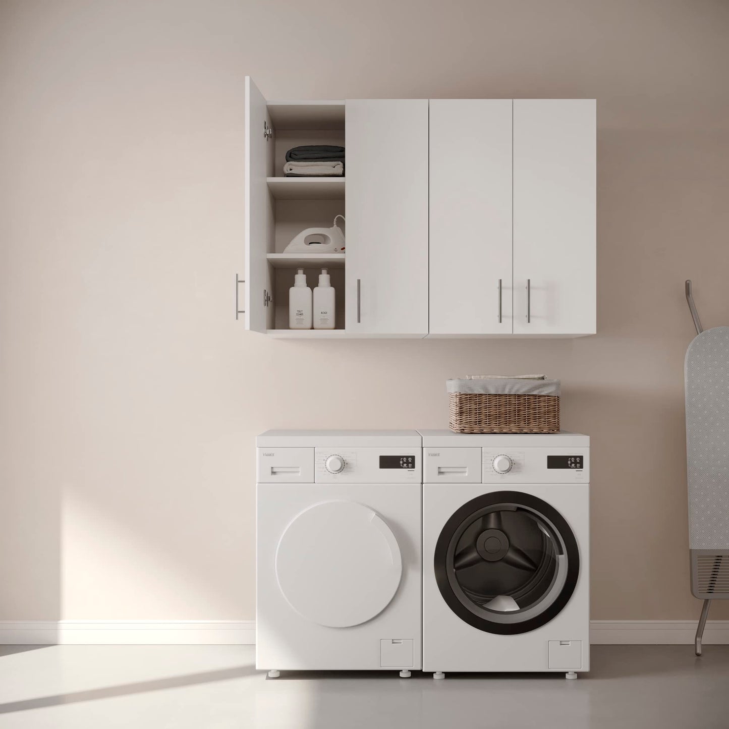 Dumekko Kitchen Wall Cabinets, 24" W x 16" D x 33" H Garage Wall Cabinet with 2 Adjustable Shelves and 2 Doors, Over The Toilet Storage Cabinet for Bathroom, Kitchen, Cupboard, White