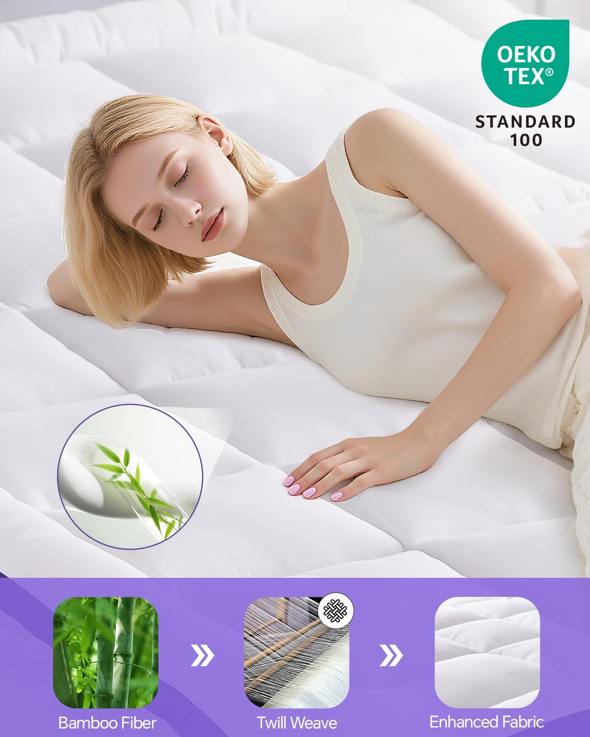 ChiXpace Dual Layer 4 Inch Memory Foam Mattress Topper Queen - 2 Inch Gel Memory Foam and 2 Inch Pillow Top Mattress Pad, 7-Zone Egg Crate Mattress Topper for Back Pain