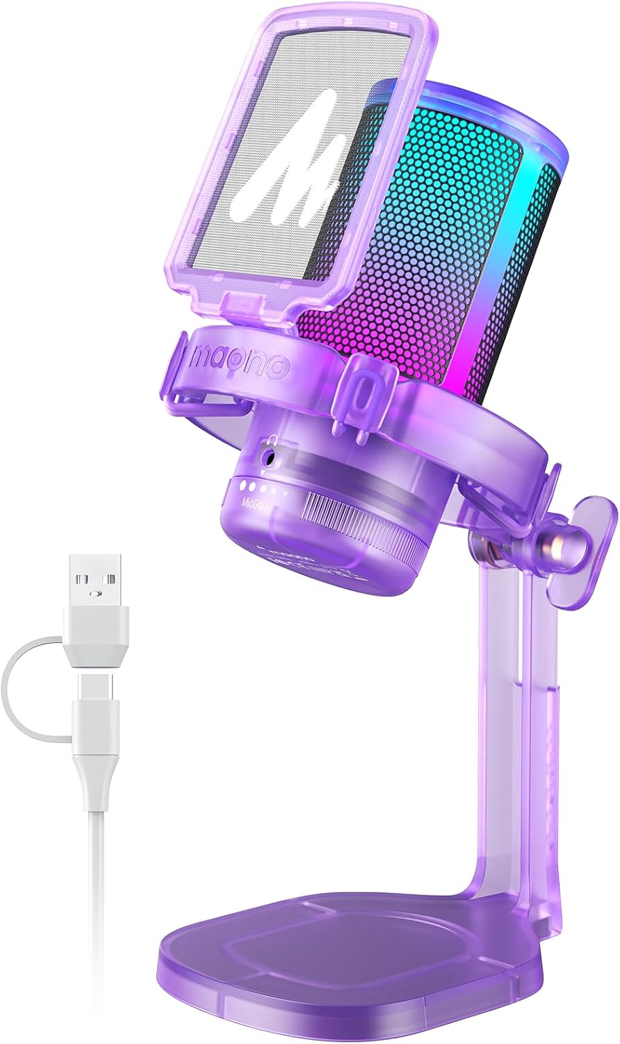 MAONO DGM20 USB Gaming Microphone for PC with Clear Voice & RGB Lighting