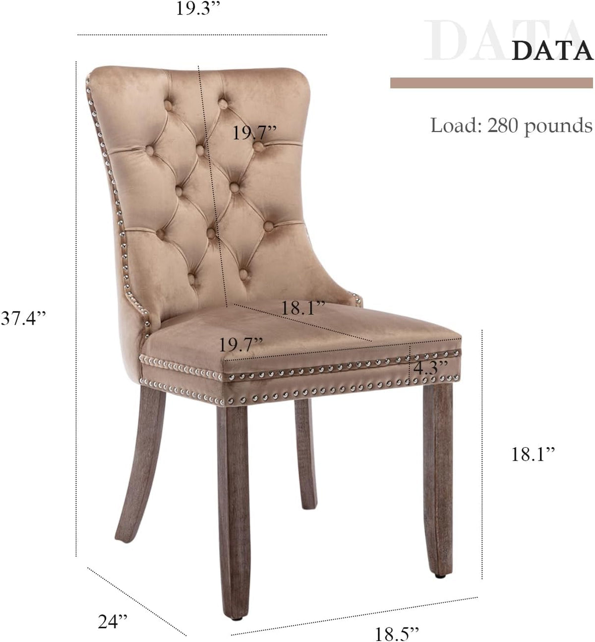 Eifizek Velvet Dining Chairs Set of 6, Tufted Dining Room Chairs with Nailhead Ring Pull Trim, Upholstered Dining Chairs with Solid Wood Legs for Kitchen Dining Room (Khaki)