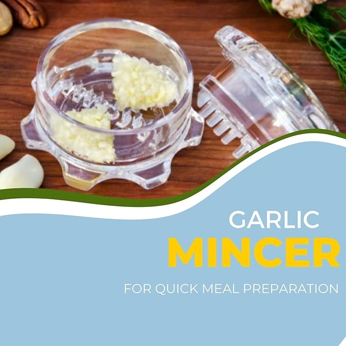 Angel’s Peel Lounge Grlic Mincer Manual Garlic for Quick Meal Preparation - Kitchen Tools for Mincing Grlic, Ginger, Herbs, Nuts (Clear Color)