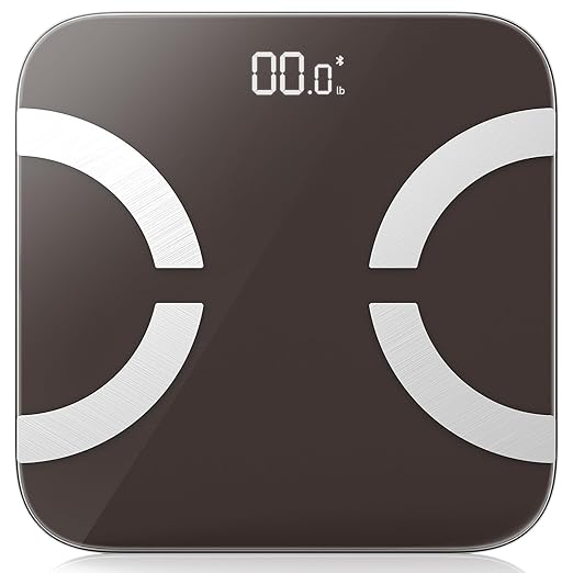 Smart Scale for Body Weight, Digital Bathroom Scale LED Display, BMI, Body Fat, Muscle Mass 18 Body Composition Monitor Health Analyzer Sync Fitness Apps (Gray)