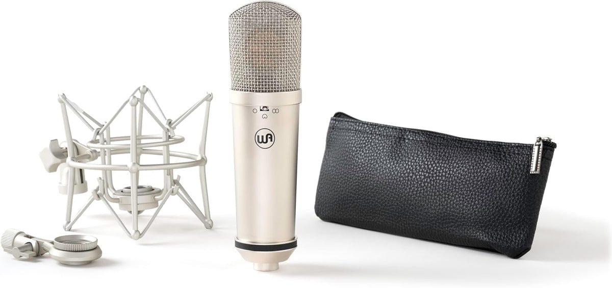 Warm Audio WA-87jr Large Diaphragm Condenser Mic with Shockmount, Rich Studio-Grade Sound for Vocals, Instruments, Podcasts, Nickel