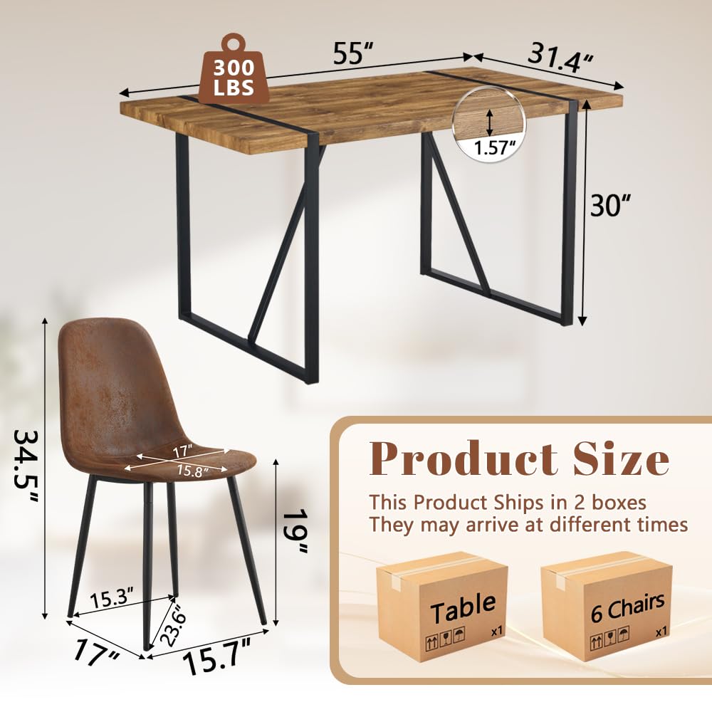 MUUOKY Dining Room Table Set for 6, Dining Table Set for 6, Dining Table for 6 with Chairs - Easy Assembly