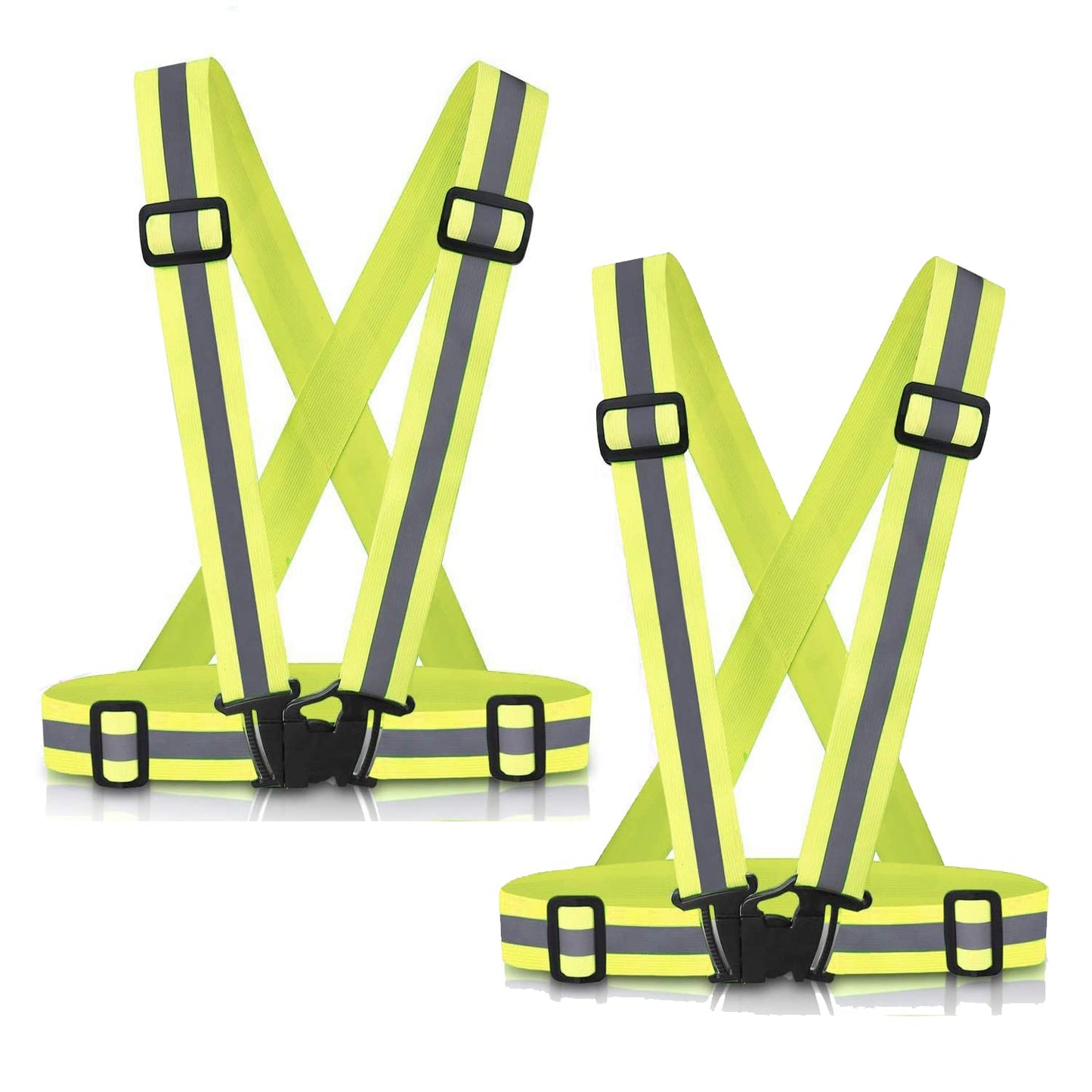 SAWNZC Reflective Vest Running Gear 2Pack, High Visible Reflective Gear for Nighttime Running Biking Motorcycle Dog Walking, Adjustable fits Men Women Kids