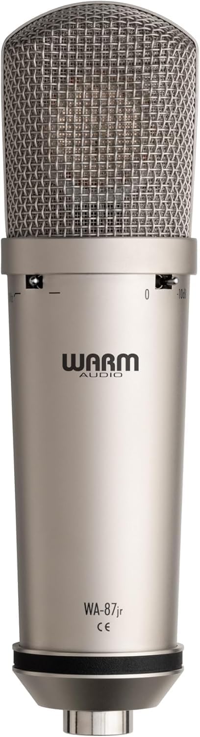 Warm Audio WA-87jr Large Diaphragm Condenser Mic with Shockmount, Rich Studio-Grade Sound for Vocals, Instruments, Podcasts, Nickel