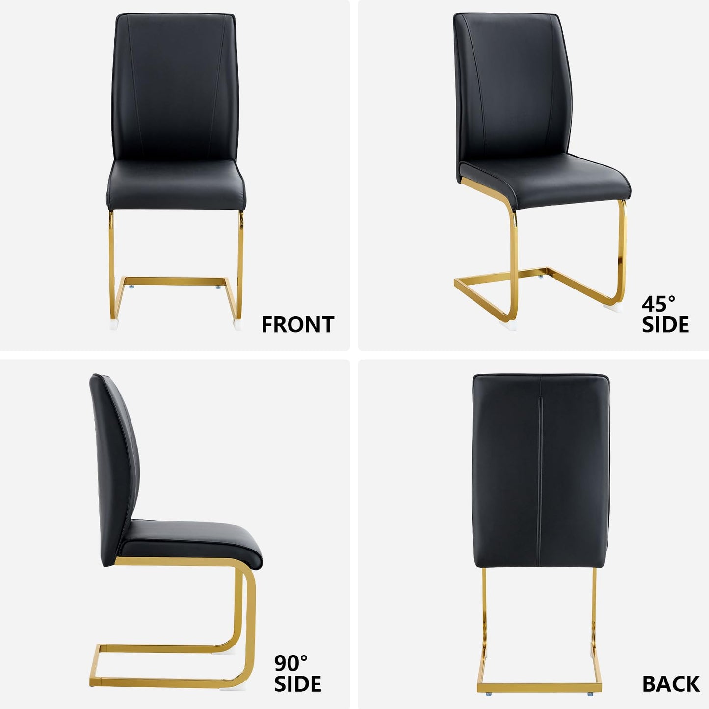 cinkehome Set of 6 Modern Dining Chairs, High Back PU Faux Leather Upholstered Armless Chair with Metal Legs for Kitchen Dining Room Living Room