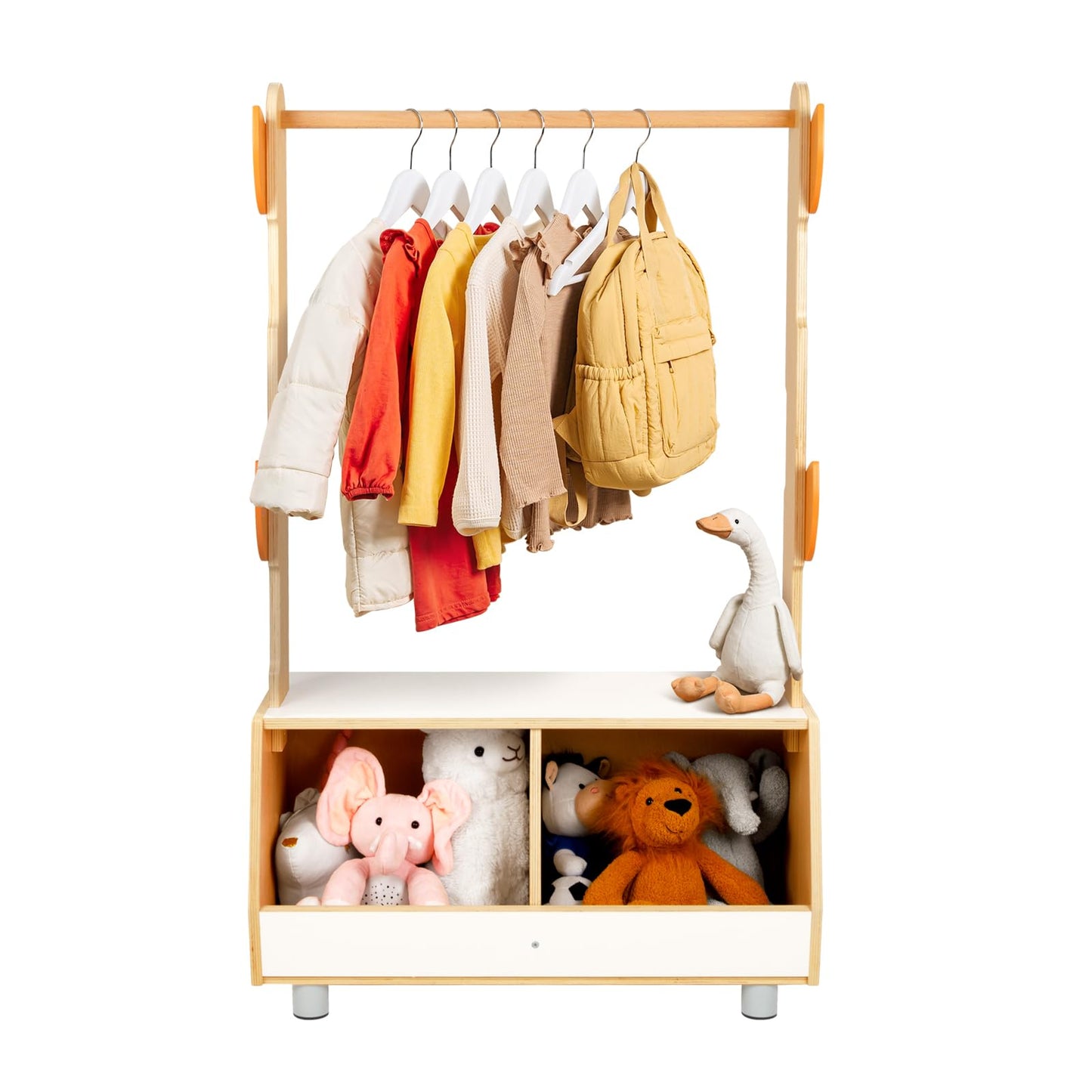 OOOK Tree Kids Dress Up Rack, Dress Up Storage for Toddlers, Kids' Costume Organizer Center with Storage Cabinet, Suitable for Children's Room, Living Room, Playroom and Daycare Centers.