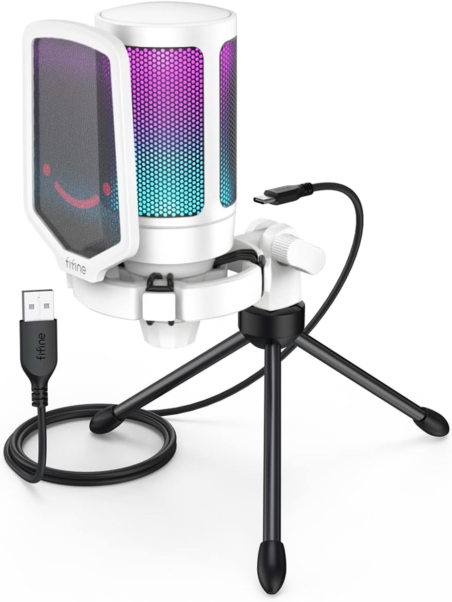 FIFINE AmpliGame A6VR USB Gaming Microphone Condenser RGB Mic for Streaming