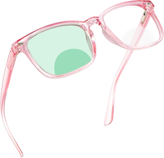 YEIN Bifocal Reading Glasses with Blue Light Blocking Lenses, Bifocal Reader for Women, Vintage Square frame with Spring Hinge (+0.00/+1.75 magnification)