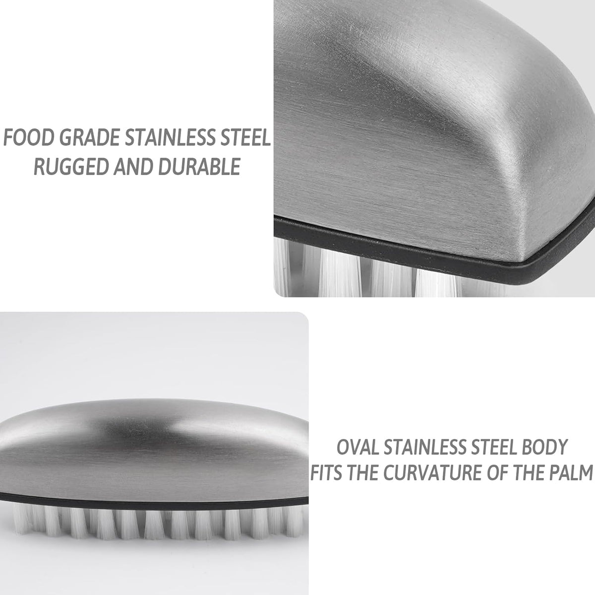 Vegetable and Fruit Cleaning Brush, 304 Stainless Steel Cleaning Brush, Microfiber Scrubbing Pad, Multipurpose Kitchen Tool