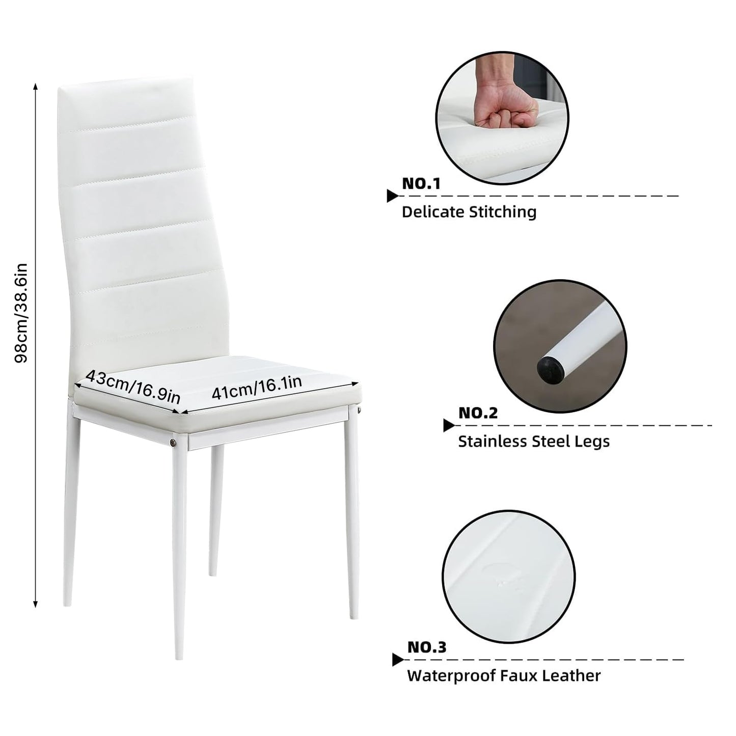 Mondeer Dining Table and Chairs Set 6, 7 Pieces Kitchen Table Set with High Back Faux Leather Chair for Dining Room Kitchen Rectangular Modern (Oak Table White Chairs)