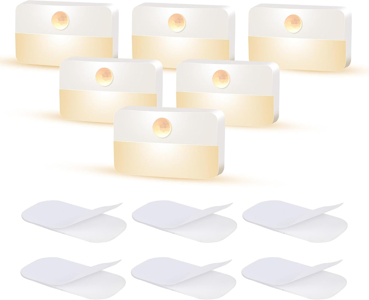 Motion Sensor Night Lights Indoor: Battery Operated Stair Lights 6 Pack