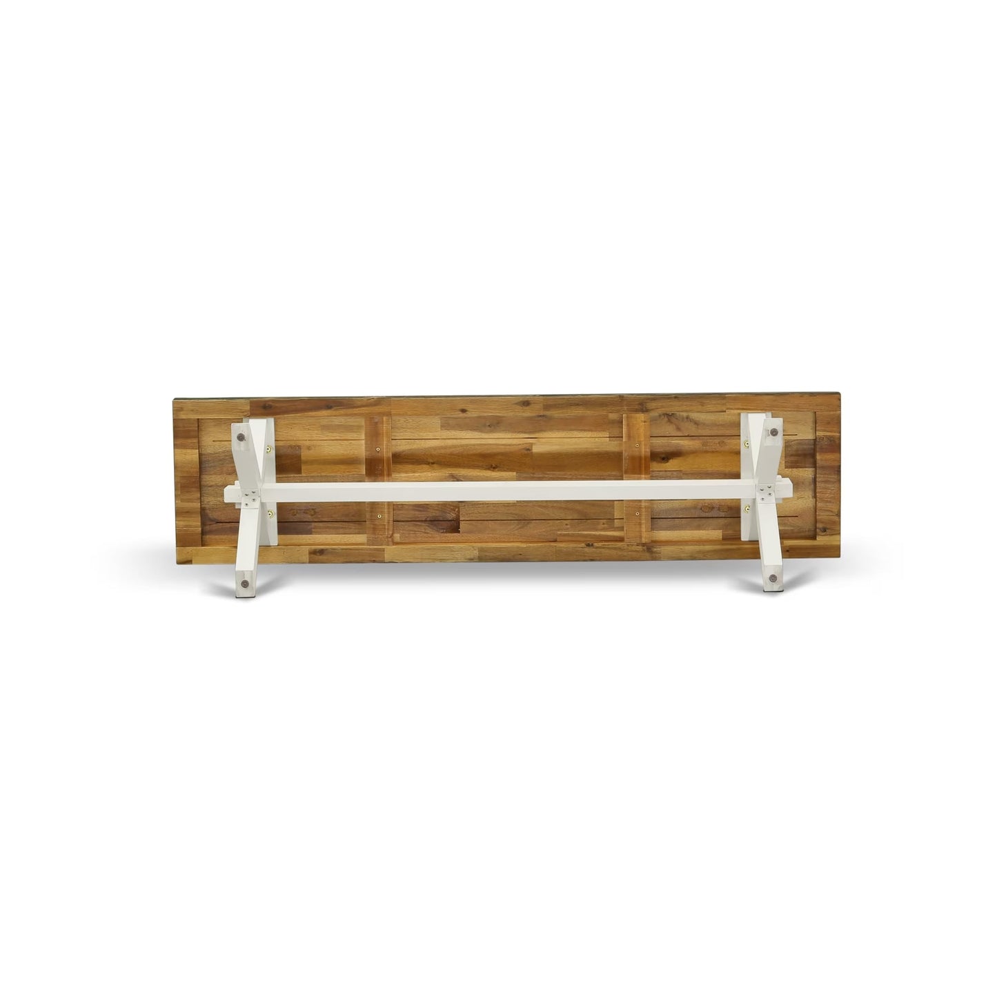 East West Furniture XB076 X-Style Mid Century Modern Dining Bench with Solid Wood Seat, 60x15x18 Inch, Multi-Color