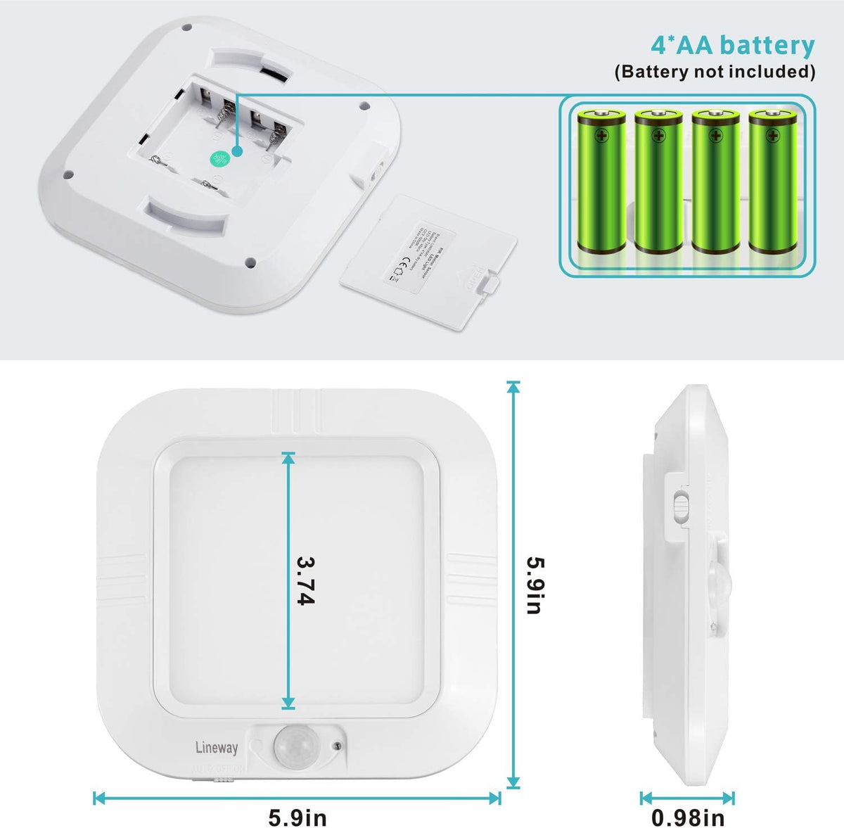 2 Pack Battery Operated Ceiling Light Motion Sensor Shower Light, Wireless Closet Lights 6000K LED Bathroom Shower Lamp, Motion Activated Ceiling Lamp for Bathroom Closet Cabinet(Battery Not Included)