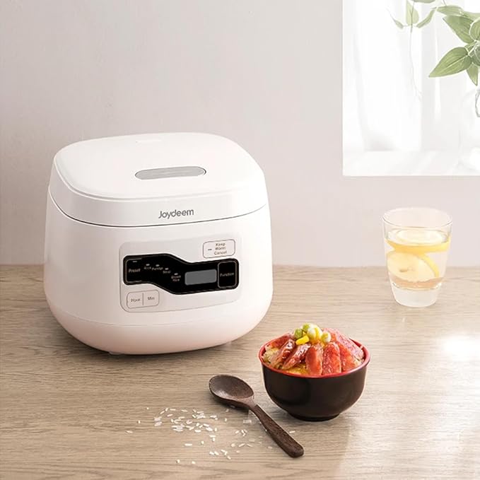 Joydeem Ceramic Rice Cooker FD20S-W, 4 Cups Uncooked Rice Cookers with Pure Ceramic Inner Pot, 24h Dealy Start, 2L, White