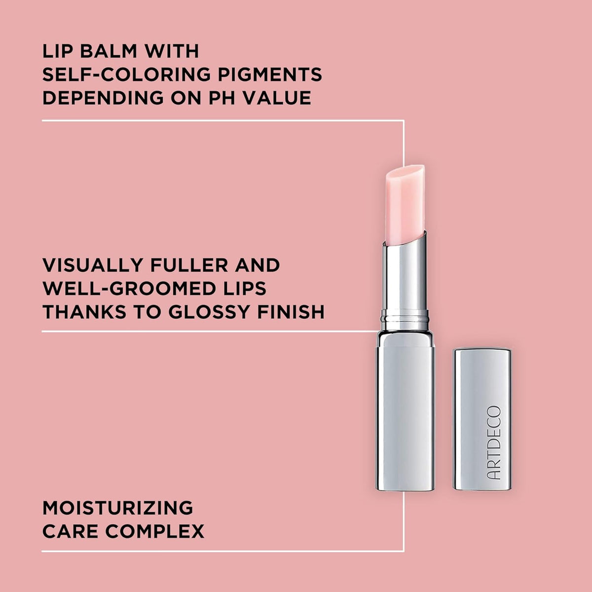 ARTDECO Color Booster Lip Balm in boosting pink - nourishing lip balm with color-adapting pigments - lip plumper with spearmint flavor - prevents dryness & chapping - lip care with kernel oil - 0.1 Oz