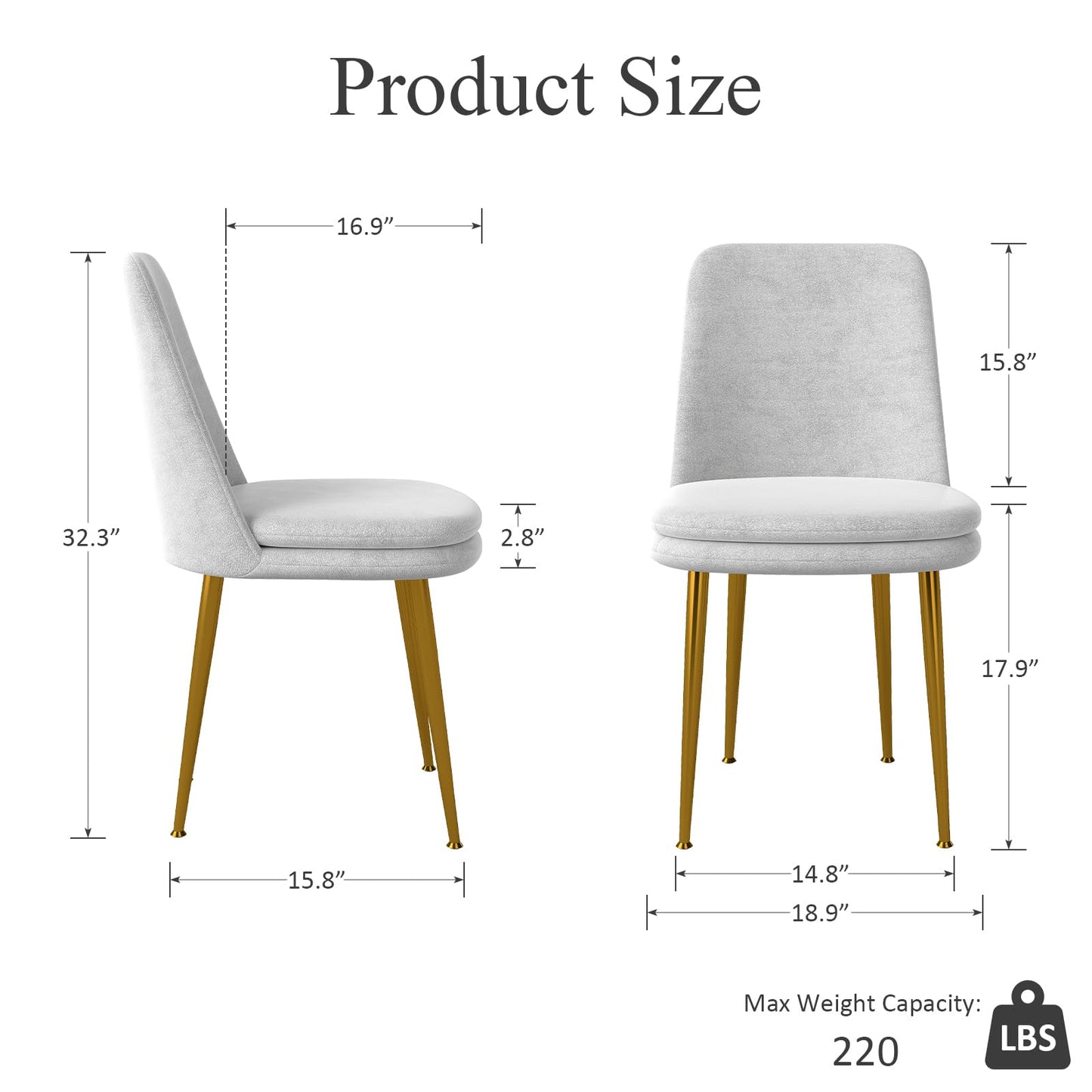 Kinsunny Modern Dining Chairs Set of 6, Upholstered Thick Padded Seat with Ergonomic Backrest, Armless Accent Side Chairs for Living Room, Kitchen, Dining Room, Beige