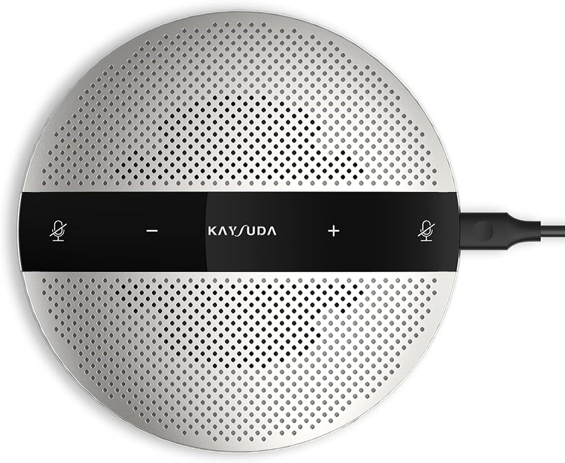 USB Speaker Phone 360° Omnidirectional Microphone Portable Conference Speakerphone Echo Cancellation for Teams, Zoom, VoIP Calls, Webinar, Phone, Call Center, Recording