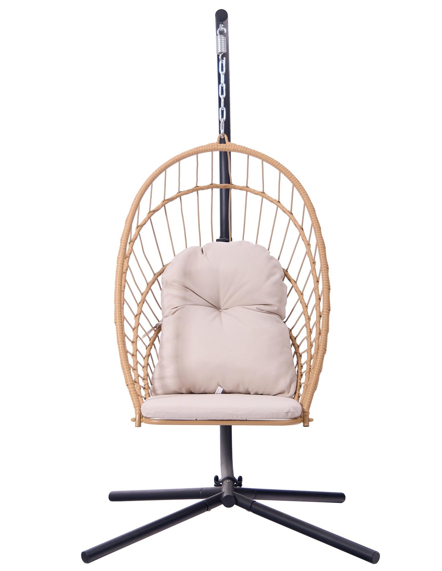 Topfuca Indoor/Outdoor Egg Hanging Chair with Stand - Patio Wicker Swing Hammock Chair. 350lbs Capacity, Cushioned. Ideal for Bedroom, Balcony, Porch, Garden. Versatile Swing Chair for All Spaces