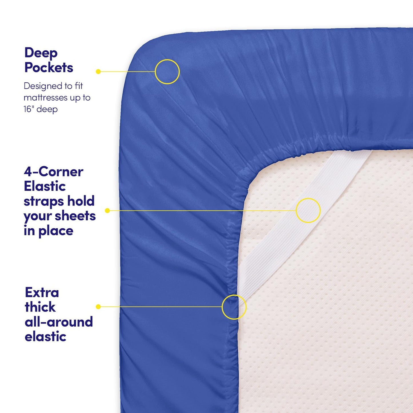 1500 Supreme Collection Full Sheet Sets Royal Blue - Luxury Hotel Bed Sheets and Pillowcase Set for Full Mattress - Extra Soft, Elastic Corner Straps, Deep Pocket Sheets, Full Royal Blue