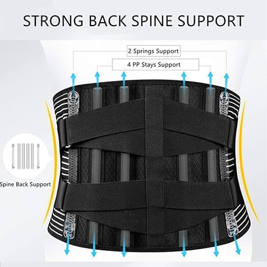 Back Support Belt for Ultimate Relief: Adjustable Lumbar Brace with Anti-Skid Design, 6 Stays, and 16-Hole Air Mesh for Sciatica, Herniated Disc, and Heavy Lifting (Medium)