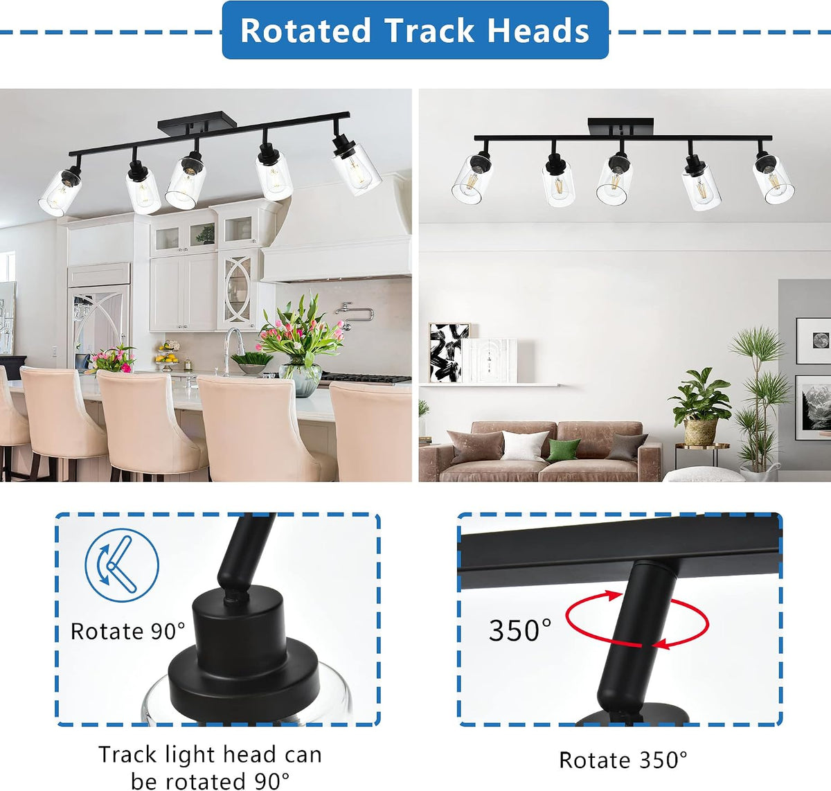 MELUCEE 5 Light Vanity Lights for Bathroom with Rotatable Light Head