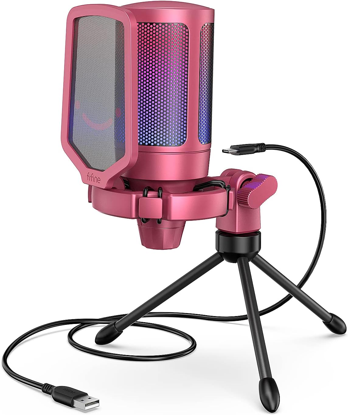FIFINE AmpliGame A6VR USB Gaming Microphone Condenser RGB Mic for Streaming