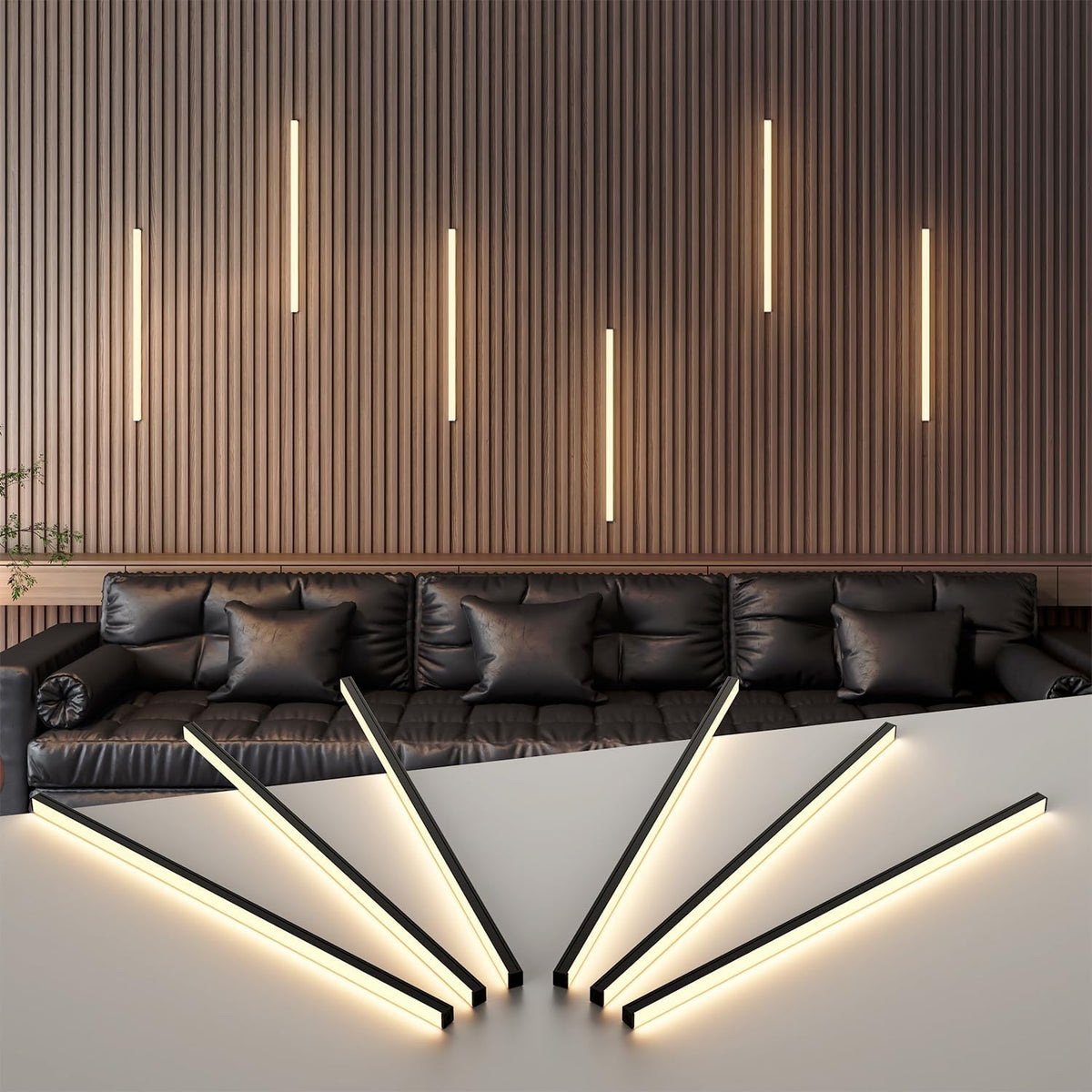 Wall Panel Lights 6pcs 3000K Warm White Adhesive Wood Slat Light