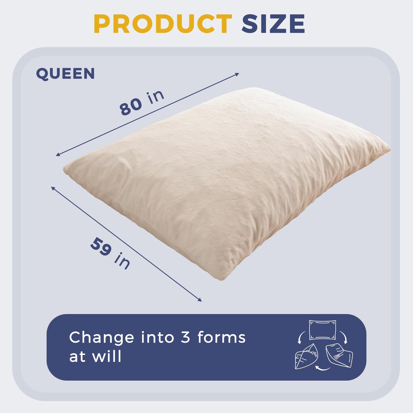 MAXYOYO 3 in 1 Bean Bag Chair, Giant Bean Bag Sofa Bed, Floor Mattress with High-Density Foam Filling and Machine Washable Cover, Bean Bag Chair for Adult