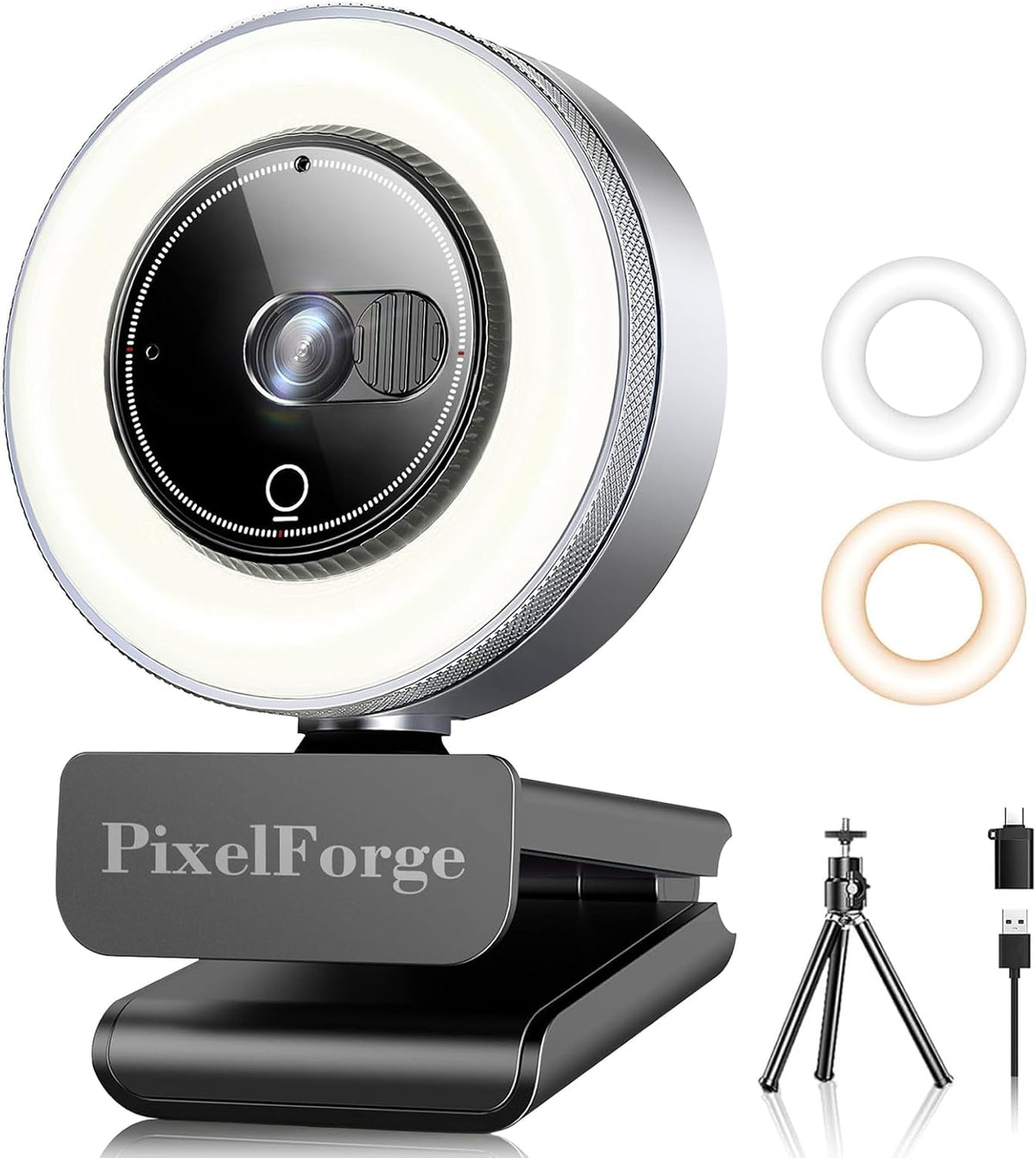 2K Webcam for PC with Microphone & Light & Privacy Cover