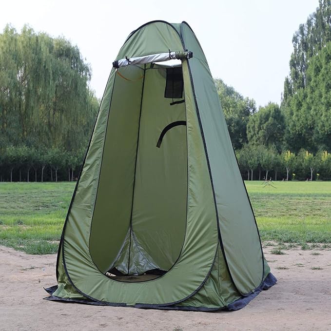 WOWCASE 1-2 Person Large Space Pop Up Shower Privacy Shelter Tent with 3 Windows, Outdoor Waterproof Silver Anti-UV Coated Portable Dressing Room, Privacy Shower Tents for Camping Beach Isolation Sun Shelter Picnic Fishing