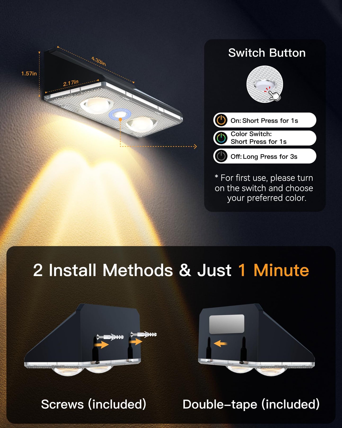 KEILAIMO Solar Fence Lights Outdoor, 12 Pack IP65 Waterproof Fence Lights Solar Powered with Ultra-Bright LED Lens, 9 Color Modes, 12+ Hours Steady Glow for Deck/Backyard/Patio/Pool/Wall - Black