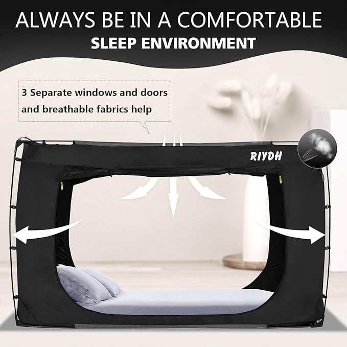 Bed Tent Bed Canopy Full Size Tents for Adult and Kids- Original Design Portable Dream Tent Indoor Sleeping 80% Blackout with 3 Doors Breathable Big Space Tents