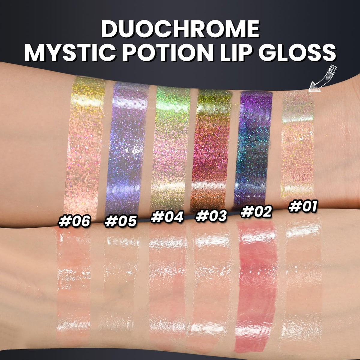 CHARMACY 2 In 1 Multichrome Moisturizing Lip Gloss, Double Head Liquid Lipstick, Mirror Waterproof Long Lasting No Fading Lip Balm, Hydrating Lip Plumper Waterlight Glossy Makeup #004