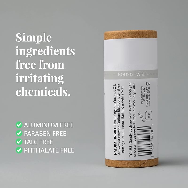 J&L Naturals Aluminum Free Deodorant for Men & Women | 100% Natural Ingredients With Coconut Oil, Shea Butter, & Essential Oils | Sustainable, Eco-Friendly (Bergamot & Vanilla, 3.0 Oz (Single))