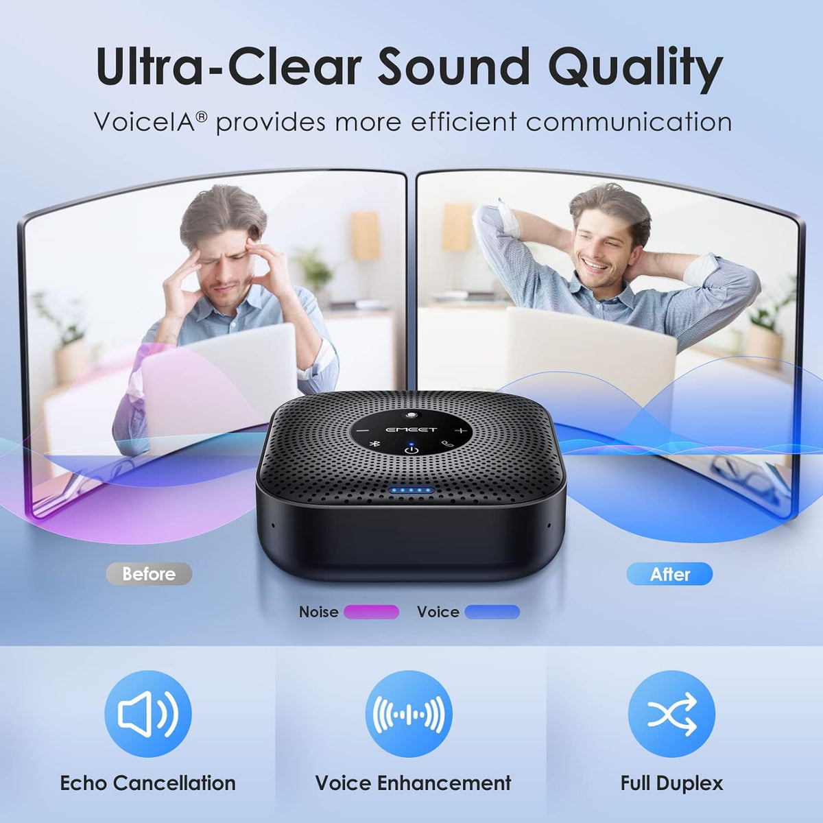 EMEET M0 Plus Conference Speaker and Microphone, 4 Mics 360° Voice Pickup