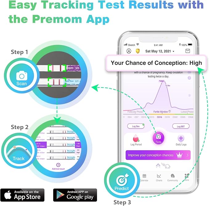 Easy@Home 100 Ovulation Test and 20 Pregnancy Test Strips, FSA Eligible Ovulation Test Kit Powered by Premom Ovulation Predictor Free iOS&Android APP,100LH + 20HCG + 120 Urine Cups-Package May Vary
