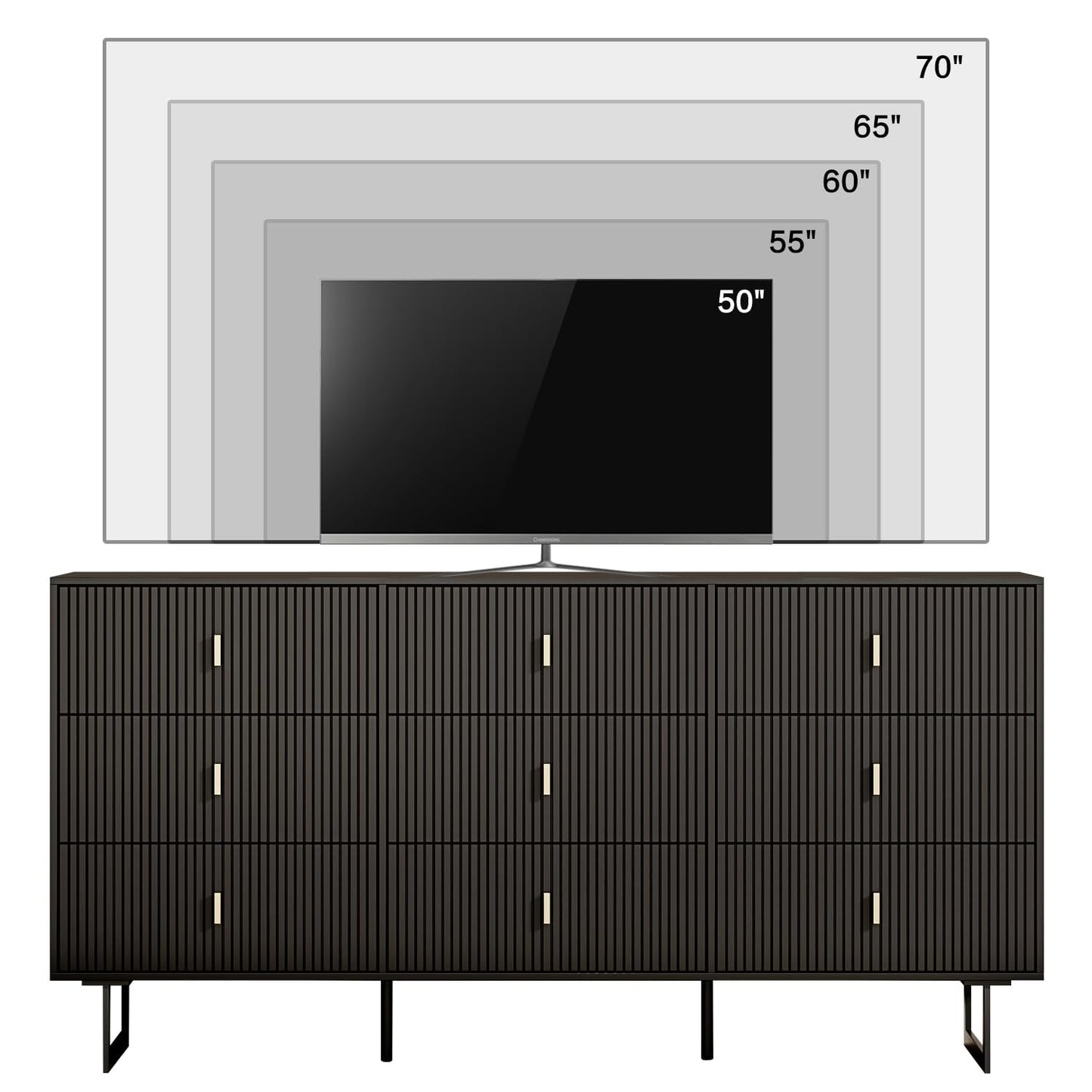 Chrangmay Modern Chest of Drawers with 9 Drawers,Deep Drawers,Clothes Organizer,Large Storage Cabinet for Living Room, Bedroom,Hallway,with Anti-Tipping Device,Matte Black