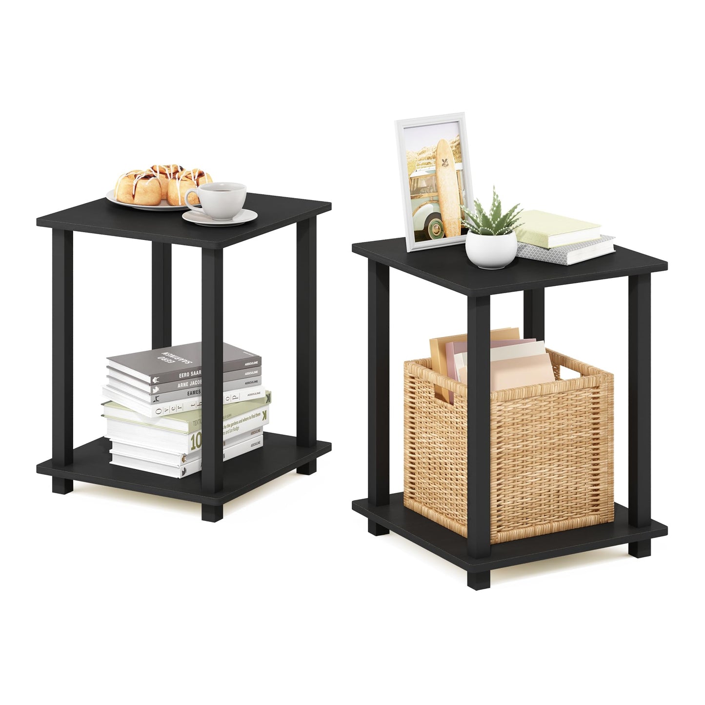 Furinno Simplistic Set of 2 End Table, Americano/Black