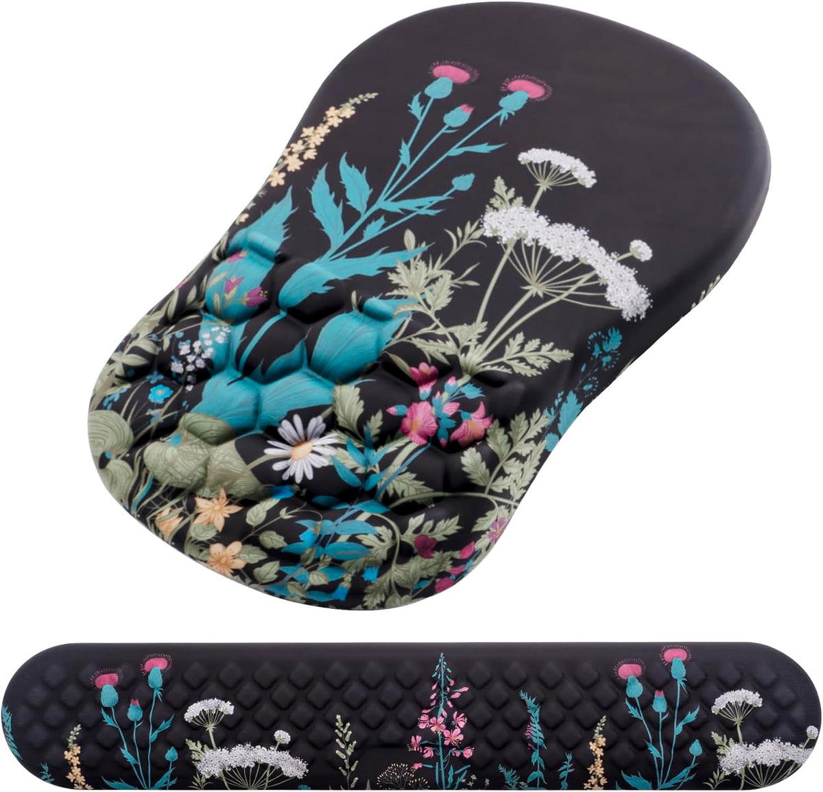Mouse Pad Wrist Support, Laokiiy 2 in1 Keyboard Wrist Rest+ Ergonomic Mouse Pad, Non-Slip Wrist Rest for Computer Keyboard, Made Easy Typing & Relieve Wrist Pain(Blue Pink Marble)