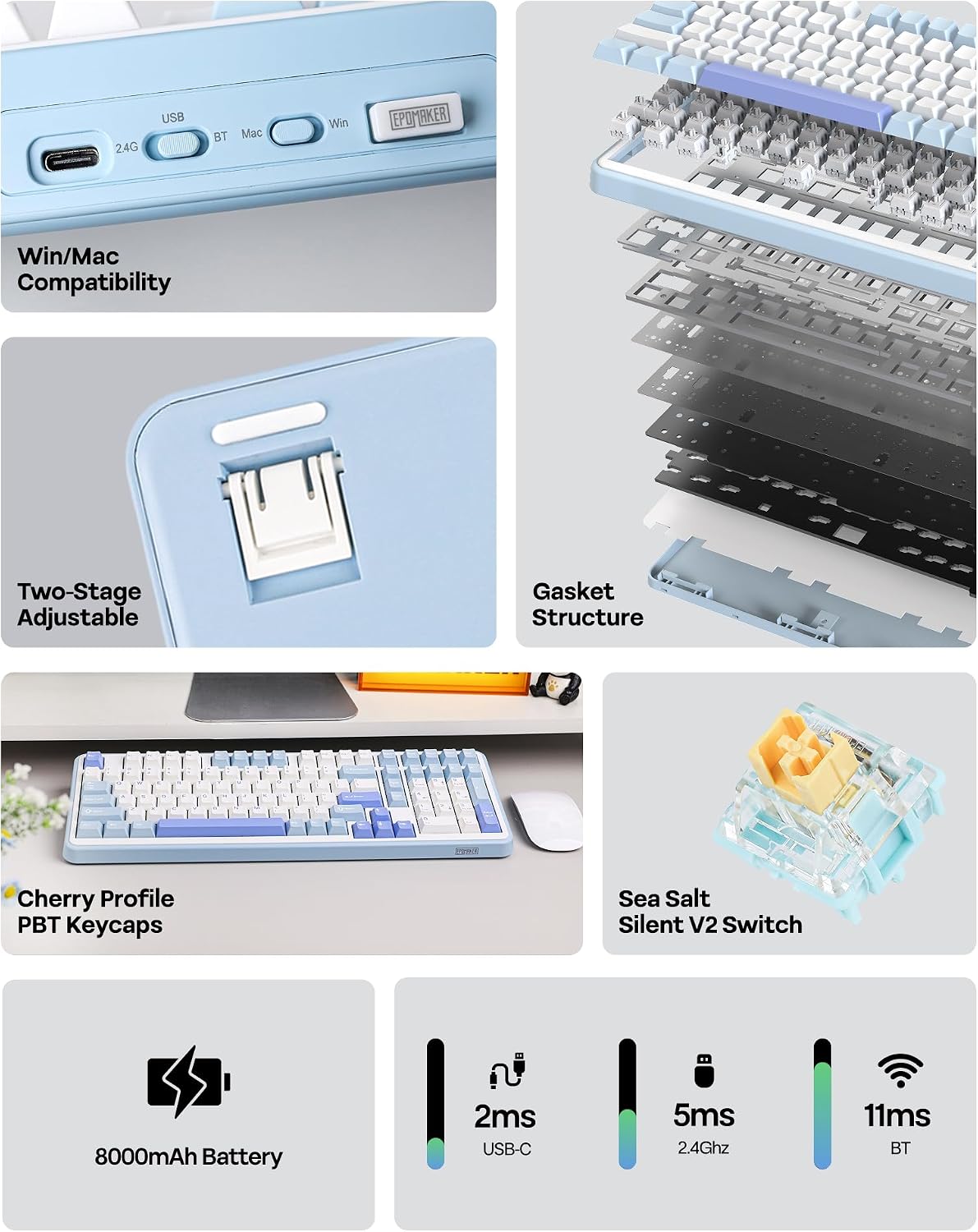 EPOMAKER TH99 Tri-Mode Wireless Mechanical Keyboard with 8000mAh Battery